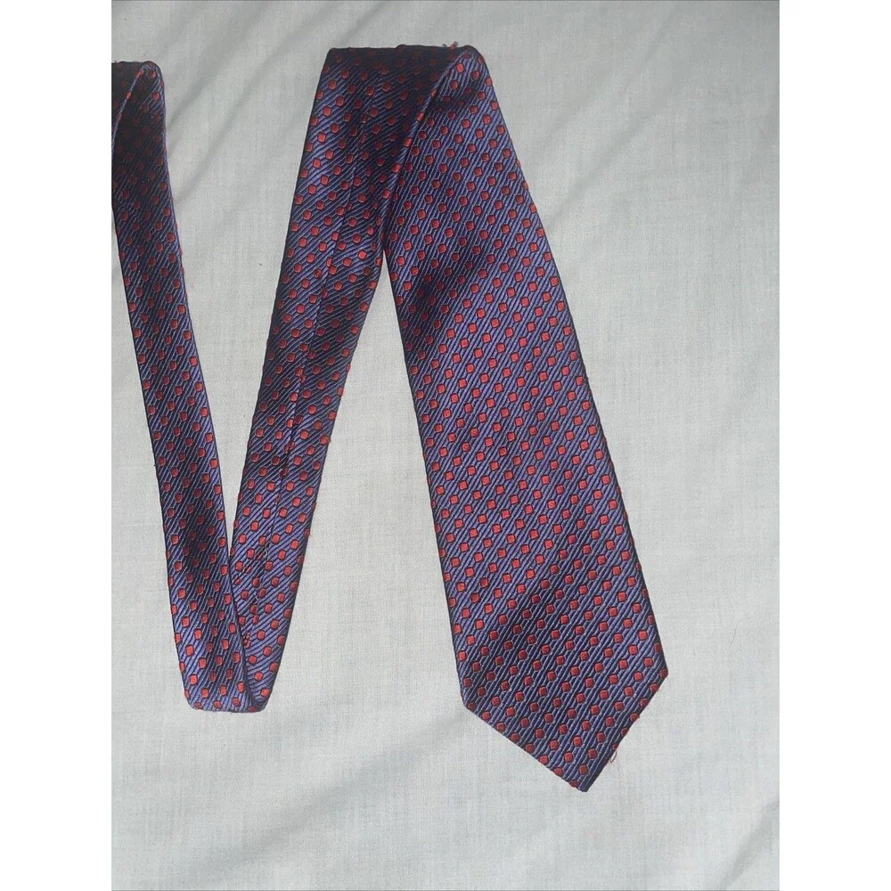 Dona Dona Men’s Dress Tie Size 58” 3.75” Blue Dotted Silk Business Formal